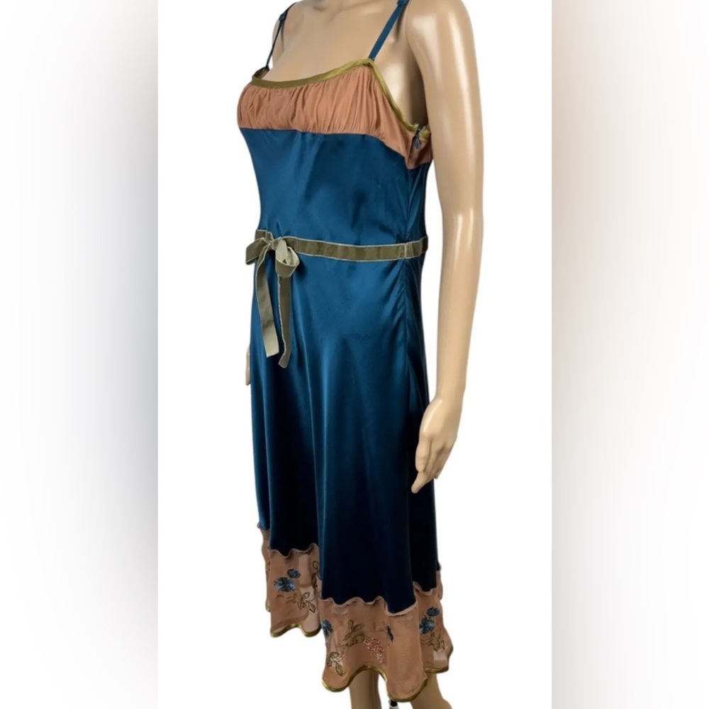 Philosophy di Alberta Ferretti Blue and Tan Maxi Dress
